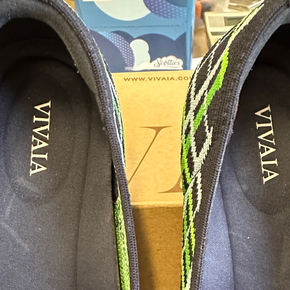 VIVAIA Green and Navy Patterned Loafers - Picture 2 of 6